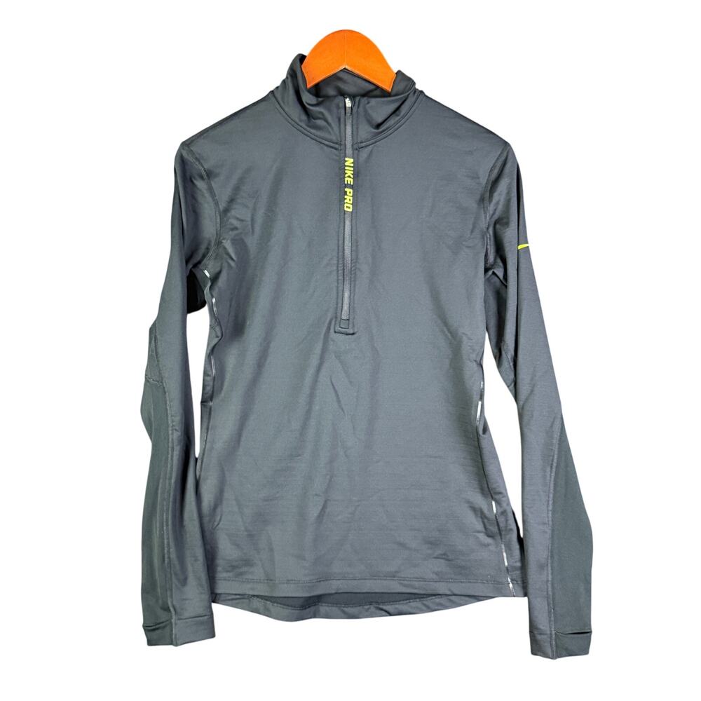 Nike Pro Combat Hyperwarm 1/2 Zip Pullover Training Top Thumbholes Womens Large